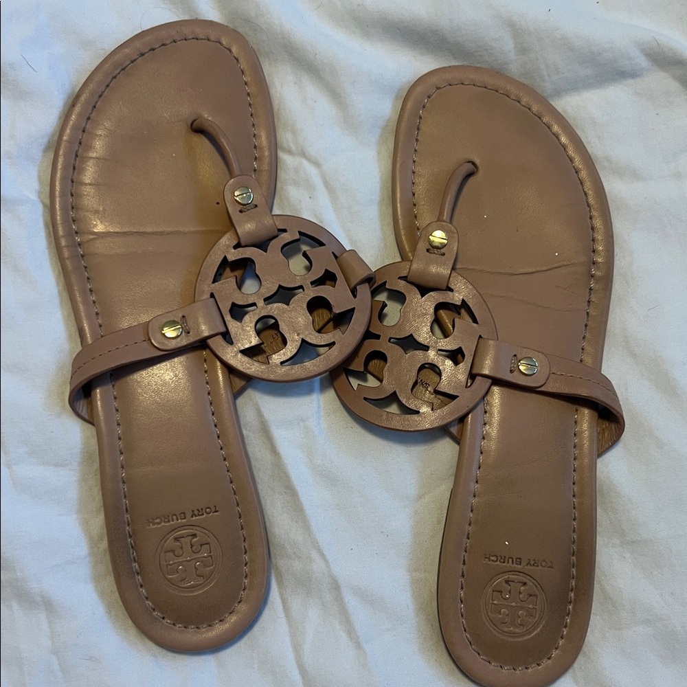 Tory Burch Brown Logo Sandals